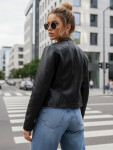 Dámska kožená bunda so stojačikom čierna FashionStreet TY5568 L