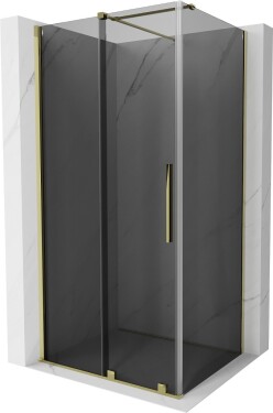MEXEN/S - Velár sprchovací kút, posuvné dvere 140 x 90, grafit, zlato 871-140-090-41-50