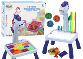 Mamido Mini projektor stolík Tetris 2v1 jednorožec modrý