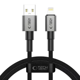 Tech-Protect UltraBoost DNA sivá / Kábel / USB-A - Lightning / 15W / 2,4A / 100 cm