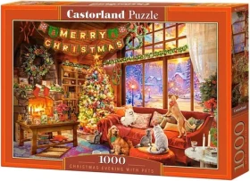 Castorland 105588-2 Puzzle Štedrý večer s domácimi miláčikmi