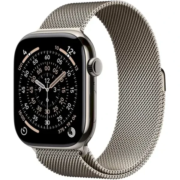 Apple Watch Series 11 GPS+Cellular 42mm Titanové telo - Prírodný milánsky ťah / 130-180 mm (MF8P4MP/A)
