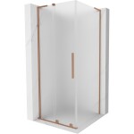 MEXEN/S - Velar L sprchovací kút, posuvné dvere 90 x 90, dekor, meď kartáčovaná 871-090-090-33-65