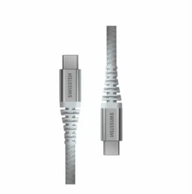 Swissten ARAMID REINFORCED dátový kábel USB-C - USB-C 1.5m biela (71541014)