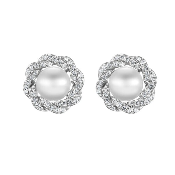 CRYSTalp Luxusné náušnice s kryštálmi a perlou Rich pearl 42310.R