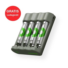 GP Aktion Gratis Ladegerät USB-Modell Ladegerät GP B441 inkl. 4x AAA-Akku mikrotužkový akumulátor typu AAA Ni-MH 850 mAh 1.2 V 1 sada; GPRCKCHB441U007