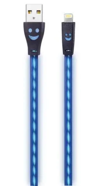 2GO modrá / Nabíjací a dátový kábel / USB - Lightning / LED podsvietenie / 1 m (795536)