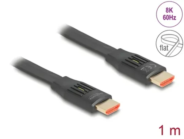 DeLock Ultra vysokorýchlostný plochý HDMI kábel 1 m / Kábel HDMI / Ploché prevedenie / 48 Gbps / 8K 60Hz (81001)