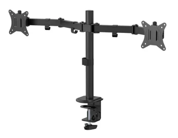 ESTUFF Dual Office Monitor Desk čierna / Stolný držiak pre dva monitory / 17-32" / 18 kg / VESA 75x75 mm (GLB227002)