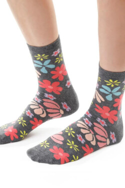 Dámske vzorované ponožky 099 MELANŽOVĚ ŠEDÁ 35-37