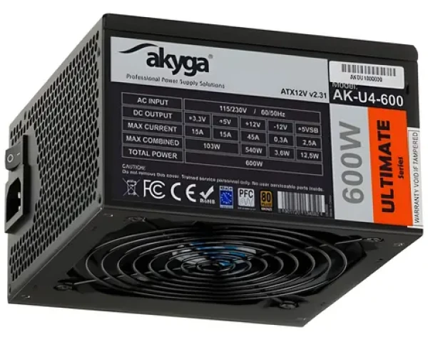 Akyga Ultimate AK-U4-600 / Zdroj / ATX / 600W / aktívny PFC / 80 PLUS / 120 mm (AK-U4-600)