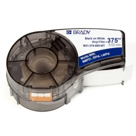 BRADY BMP21 Series označovacia páska / čiernobiela / vinyl / 6.4mx 9.53mm / odolná / pre BMP21, LABPAL a IDPAL (M21-375-595-WT)