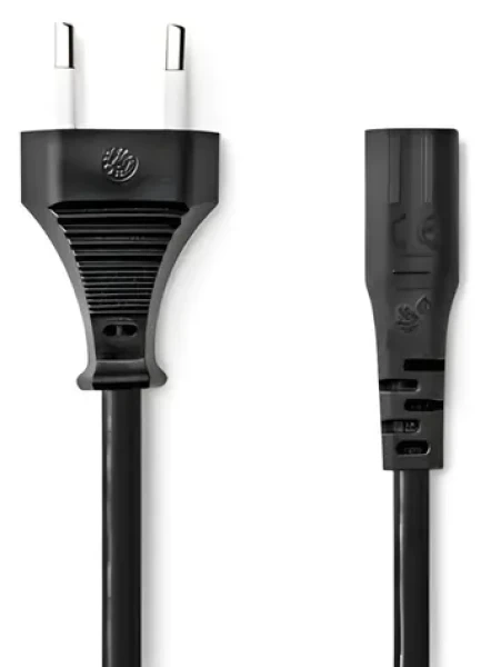Nedis napájací kábel Euro-IEC320-C1 čierna / Napájací kábel / Poniklovaný / 2 m / Plochý / PVC (CEGB11060BK20)