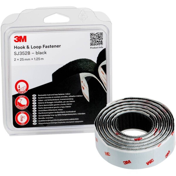 3M SJ352B pásik so suchým zipsom lepiaci (d x š) 1.25 m x 25 mm čierna 1 ks; SJ352B/IPS