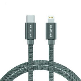 SWISSTEN TEXTILE dátový kábel USB-C - LIGHTNING 2m strieborná (71529202)