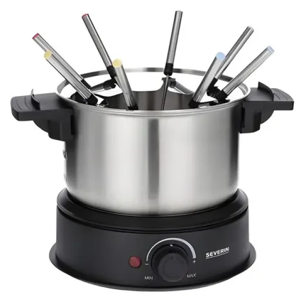 Severin FO 2470 nerez-čierna / Fondue sada / 1500W / 1,4 l / pre 8 osôb (2470)
