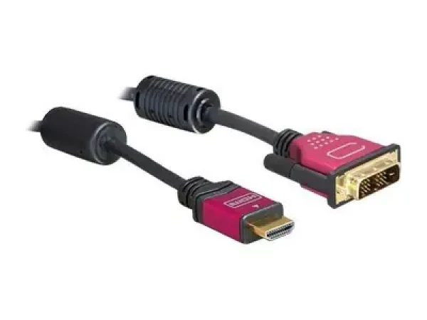 DeLock 84343 čierna / Kábel / HDMI - DVI-D (18+1) / 3 m / pozlátené kontakty (84343)