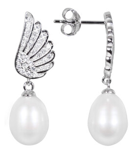 JwL Luxury Pearls Pearl náušnice s bielou pravou perlou a zirkónmi JL0534