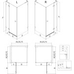 MEXEN/S - Lunar L sprchový kút dvere krídlové pravá 70 x 90, transparent, meď kartáčovaná 834L-070-090-65-00-P