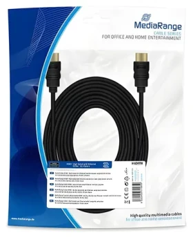 MediaRange HDMI 10 m čierna / Kábel HDMI / HDMI 1.4 / 10,2 Gbit/s / Ethernet / pozlátené konektory (MRCS212)