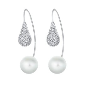 CRYSTalp Moderné náušnice s kryštálmi Swarovski a perlou LuxePearl 42369.R