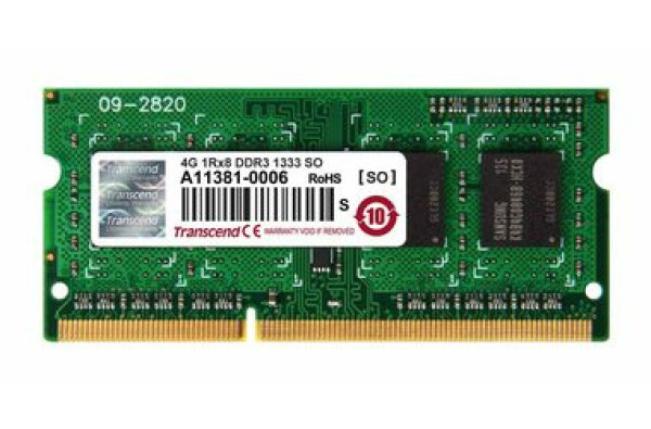 Transcend 4GB (1x4GB) 1333MHz / SODIMM / DDR3 / CL9 / 1.5V / 1Rx8 (TS512MSK64V3H)