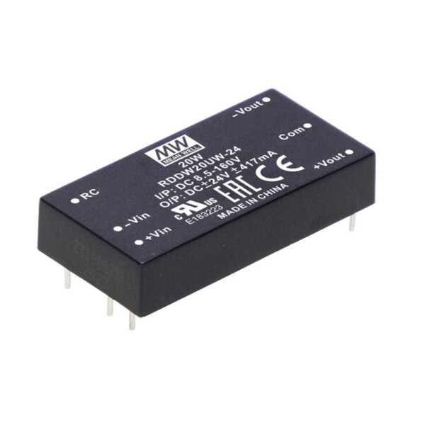 MEAN WELL RDDW20UW-15 DC / DC menič napätia, DPS 667 mA 20 W Počet výstupov: 2 x; RDDW20UW-15