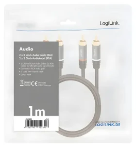 LogiLink RCA čierna / Kábel RCA / 2x RCA - 2x RCA / 1 m / pozlátený (CA1202)