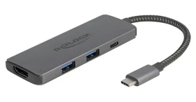 DeLock USB-C sivá / Dokovacia stanica / 8K HDMI 30Hz / 2× USB-A + 2× USB-C / PD 3.0 100W (87804)
