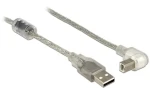 DeLock kábel USB 2.0 Typ-A samec USB 2.0 Typ-B samec pravouhlý / 3.0 m / transparentný (84815DE)