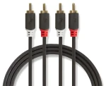 Nedis 2x RCA - 2x RCA stereo audio kábel antracitová / Kábel / pozlátené konektory / 2 m (CABP24200AT20)