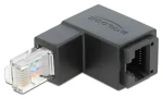 DeLock adaptér RJ45 (M) pravouhlý dole - RJ45 (F) Cat.6 UTP čierna / Adaptér / Cat6 UTP / pozlátené kontakty (86423)