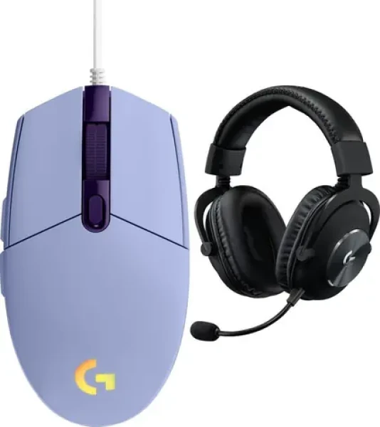 Logitech G102 Lightsync biela + G Pro X čierna / Herná sada / drôtová myš 8000 DPI / RGB Lightsync / slúchadlá