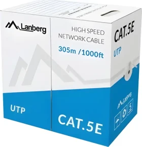 Lanberg UTP kábel Cat5e 305m drôt modrý / Sieťový kábel / CCA / 100 MHz / AWG24 (LCU5-10CC-0305-B)