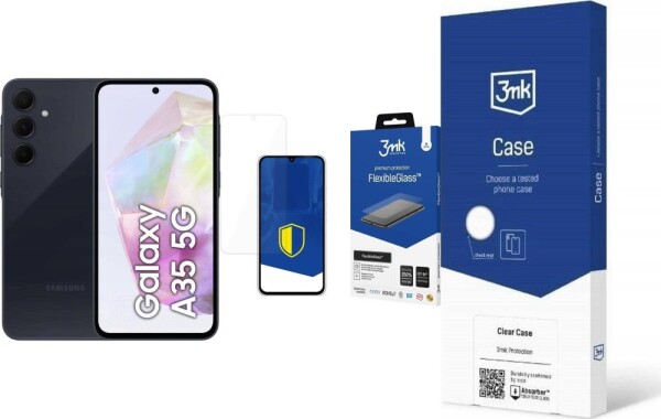 Samsung Galaxy A35 5G 6/128GB Czarny (SM-A356BZKBEUE) + FlexibleGlass + Etui Clear Case