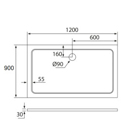 H K - THOR Sprchová vanička z liateho mramoru, obdĺžnik, 120x90x3 cm SE-THOR-12090