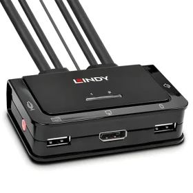 Lindy 42344 / KVM prepínač / 2 porty / DisplayPort 1.2 / USB 2.0 / Audio / 4K 60Hz (42344)