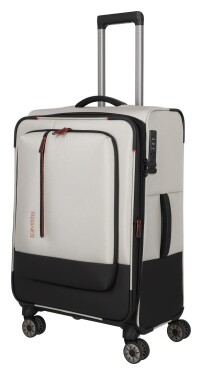 Stredný textilný kufor na kolieskach Travelite Crosslite 5.0 M White Sand