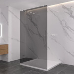 CERANO - Sprchová zástena Walk-in Onyx Duo Ľ/P - 8 mm - okrúhla vzpera - biela matná, grafitové sklo - 100x200 CER-8050BD2123