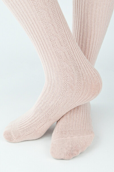 REBROVANÉ KOCKOVANÉ PANČUCHY RB011 6-11 ROKOV Růžová 128-134