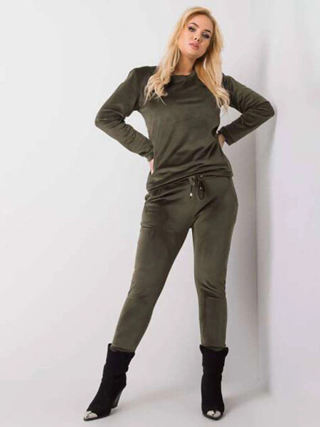 Dámska velúrová súprava plus size khaki farbe (6085) odstíny zelené