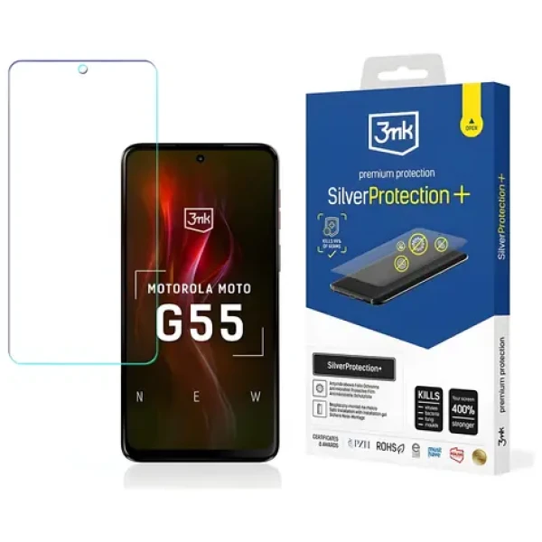 3mk SilverProtection+ pre Motorola Moto G55 5G / Ochranná fólia / Antimikrobiálna / Mokrá inštalácia