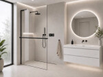 CERANO - Sprchová zástena Walk-in Onyx L-ľavá vzpera - 10 mm + polička / držiak na uteráky - čierna matná, transparentné sklo - 120x200 CER-8050BD73723