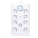 Solight PO80 prepäťová ochrana biela / 370J / 8 zásuviek / 2m (8592718017668)