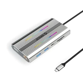Orico dokovacia stanica 12v1 RGB strieborná / USB-C PD 100W / 2x HDMI 4K60Hz / DisplayPort 4K60Hz / RJ45 (ORICO-XDR-X3-SV-BP)