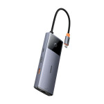 Baseus METAL GLEAM 2 SERIES 6V1 Dokovacia stanica šedá / USB 3.0 / USB-C PD / HDMI / LAN (MEMUSBCHUB6V1BASGR)