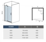 H K - Sprchové dvere AIRLINE BLACK B5 100 jednokrídlové s pevnou stenou 95-100 x 195, L/P variant SE-AIRLINEBLACKB5100SET