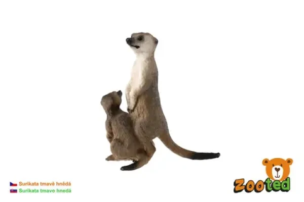 ZOOTED Figúrka Surikata s mláďaťom tmavo hnedá