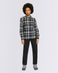 Knowledge Cotton Check Flannel Shirt 1300 Black Jet L