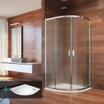 Mereo Sprchovací set: LIMA, štvrťkruh, 100 cm, chróm ALU, sklo Point, vanička z liatého mramoru CK608B62KM